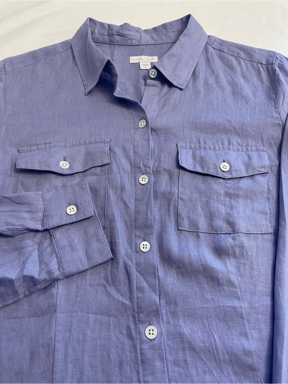 J.Jill Love Linen Utility Button Up Shirt Long Sleeve Lavender Women’s Small